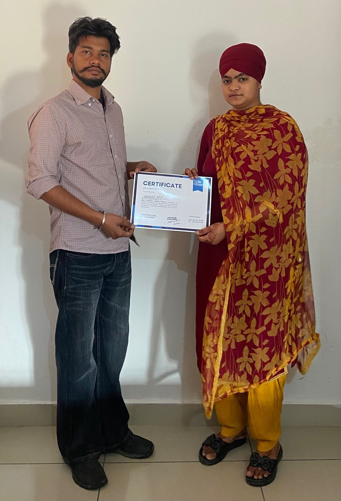 Successful Completion of Basic Computer Training Program